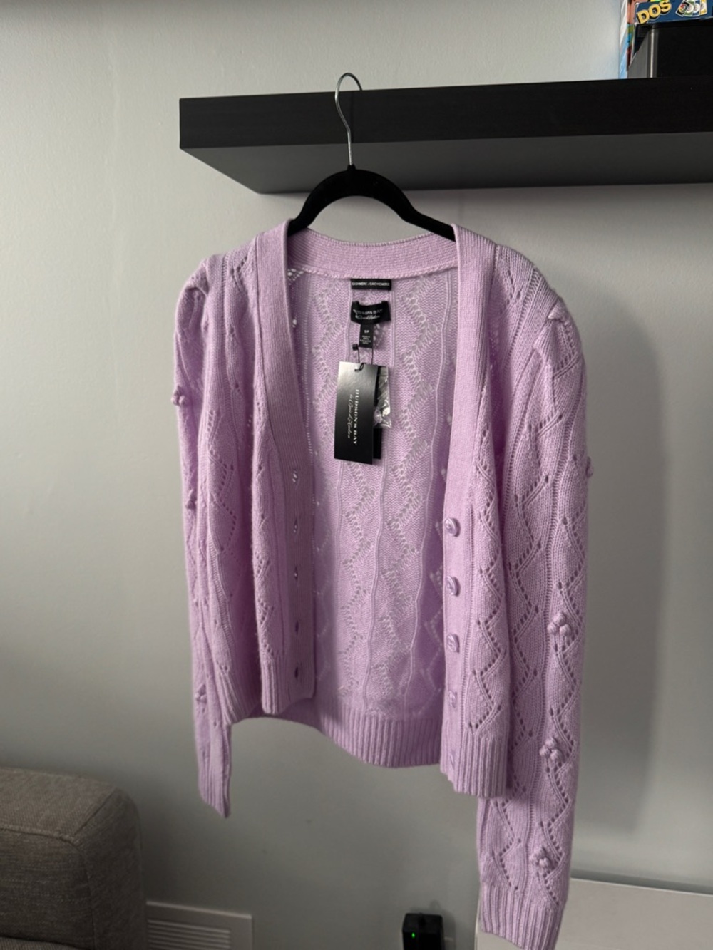Hudson Bay Lavender cachmire  Button-Front Women's Cardigan Sweater